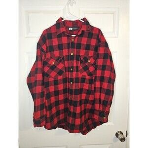 Polar King by Key Men’s Flannel Shirt Size 2XL Red Black Snap Button Plaid